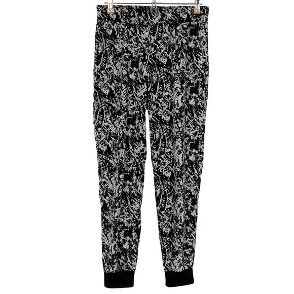 Aqua Brand Printed Jogger Pants Womens Small Black Slacks Trousers Lightweight - Picture 1 of 8